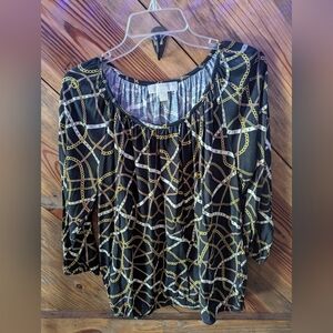 Michael Kors Chain Print Black and Gold Women's Top